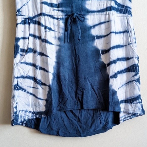 Chaser Cool Jersey S/S Strappy Drape Back Tie Dye White Blue Dress Medium - Picture 6 of 13